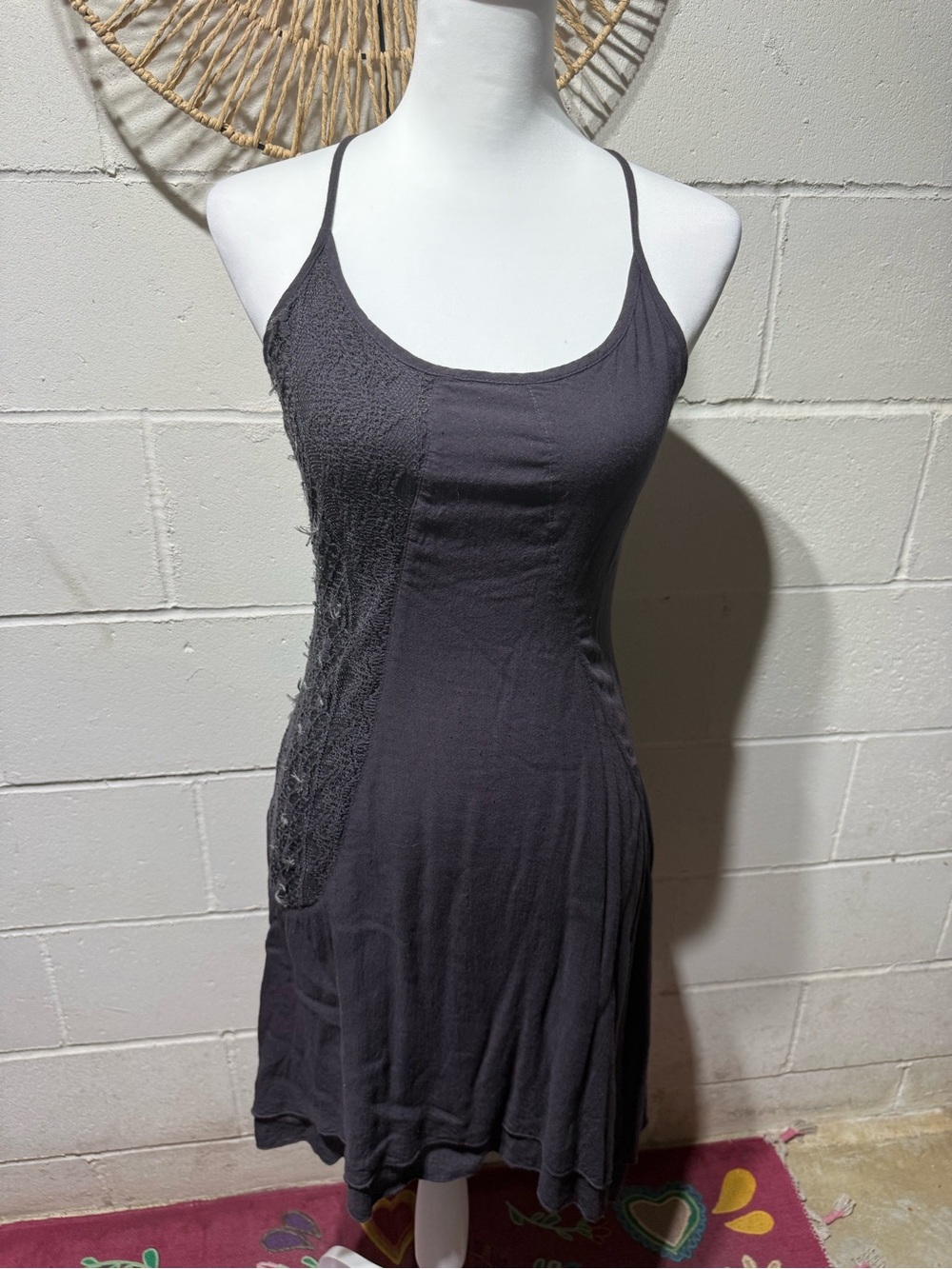 Monoreno Charcoal Gray Spaghetti Strap Midi Dress